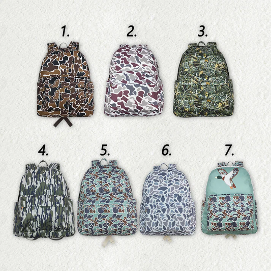 RTS NO MOQ Baby Kids Boys Camouflage Backpack Zip Back Bags