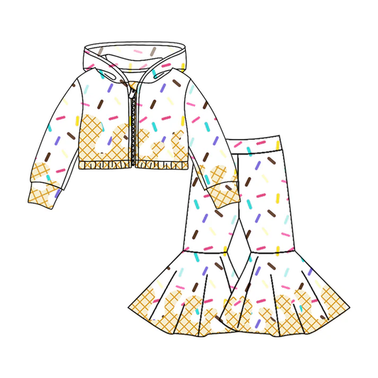 Custom moq 5 mix size milk silk summer teams baby girls clothes white hooded long sleeve pants sets-25.8.4