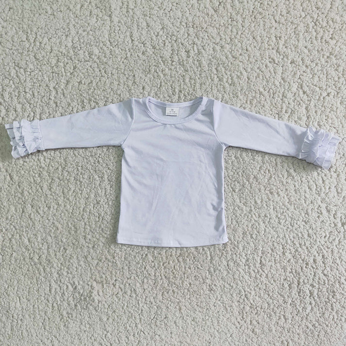RTS NO MOQ Cotton double-layer lace cuff long-sleeved top for Baby girls