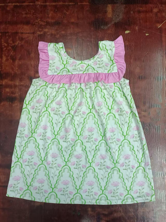 Custom moq 3 eta 6-7weeks baby girl clothes floral short-sleeved dress