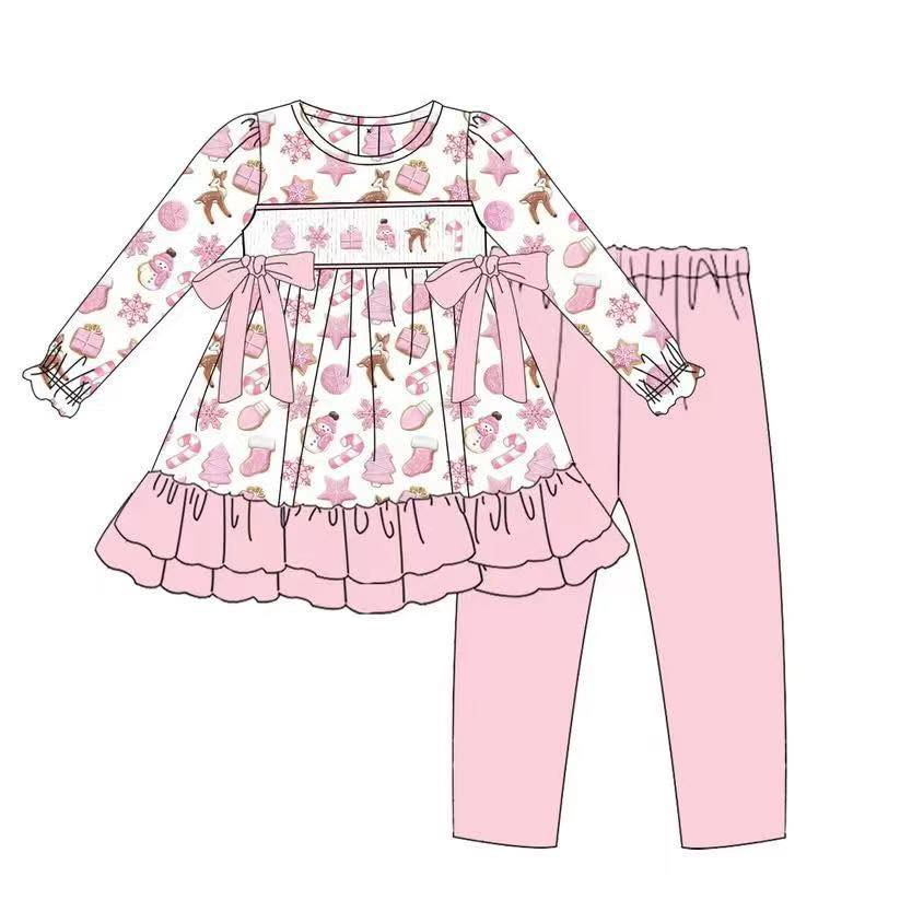 Custom moq 5 each style eta 6-7weeks baby girl clothes pink long sleeve pants sets and briefs sets and dress-25.7.29