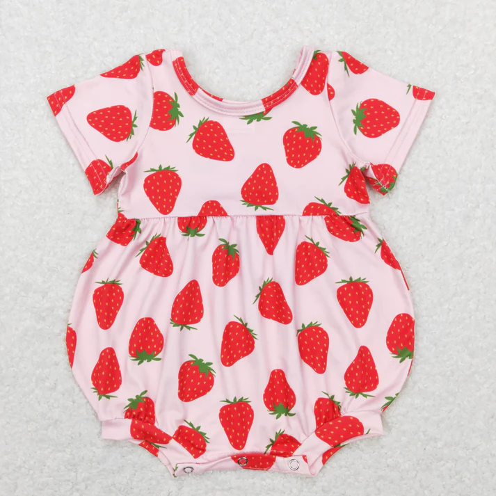 RTS Sibling baby girls clothes Strawberry short Sleeve pants set and dress and rompers