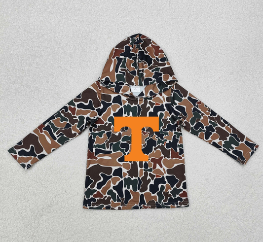 Custom moq 5 mix size milk silk summer team baby girls and boys clothes camouflage hooded long sleeve top-25.10.22