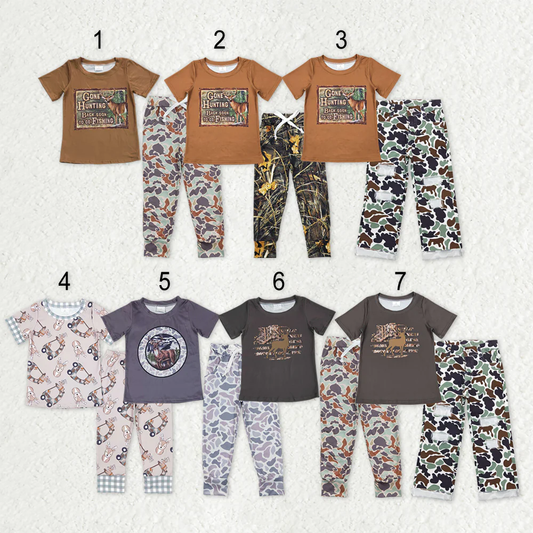 RTS NO MOQ Sibling Baby boy clothes duck camouflage short Sleeve pants Suits