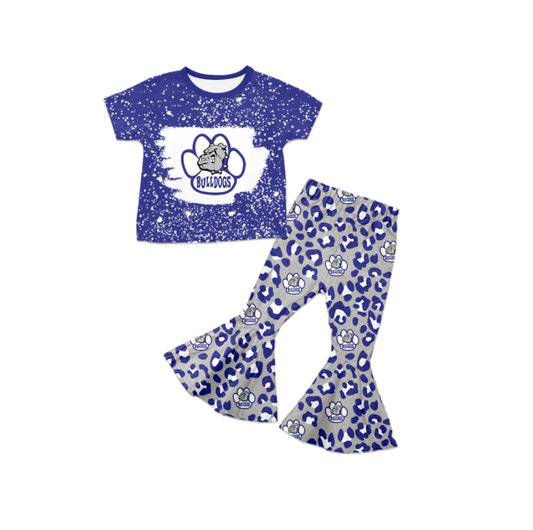 Custom summer teams baby girl clothes team blue short sleeve pants sets-25.9.1