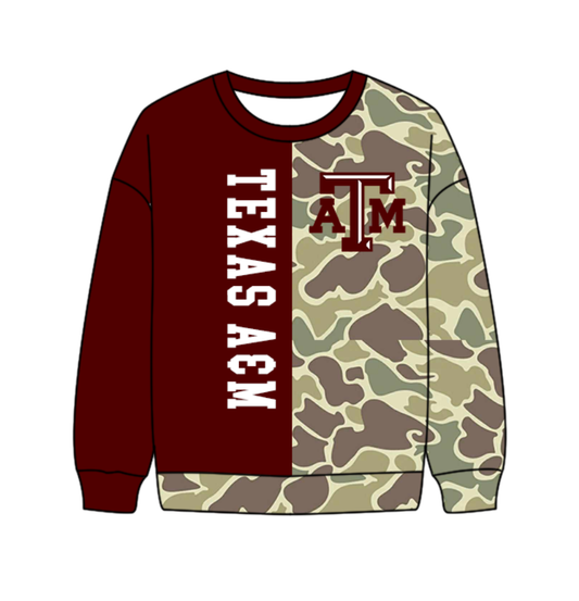 Custom moq 5 mix size milk silk summer team baby boys clothes camouflage long sleeve top-25.10.17
