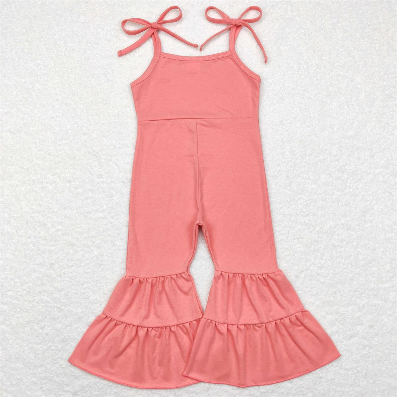 RTS NO MOQ Baby Girls Cotton Suspender Double Lace Flared Overalls