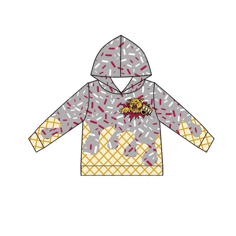 Custom moq 5 baby kids school Mascot: wildcats  Colors: burgundy/ white/ Gray