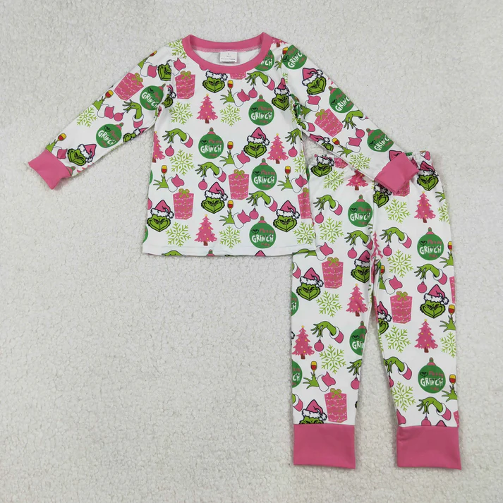 RTS NO MOQ Sibling Baby Girls Boys clothes Christmas long Sleeve Pants pajamas Sets