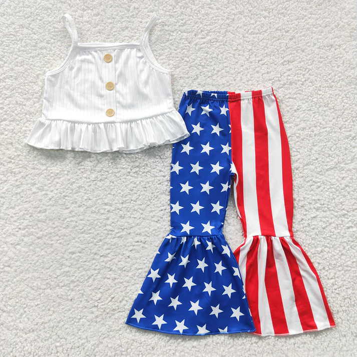 RTS NO MOQ Boys girl 4th of july short-sleeved shirt pants clothing sets