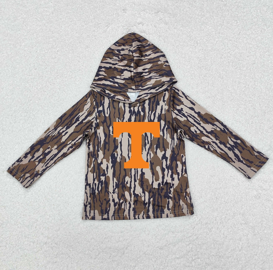 Custom moq 5 mix size milk silk summer team baby girls and boys clothes camouflage hooded long sleeve top-25.10.22
