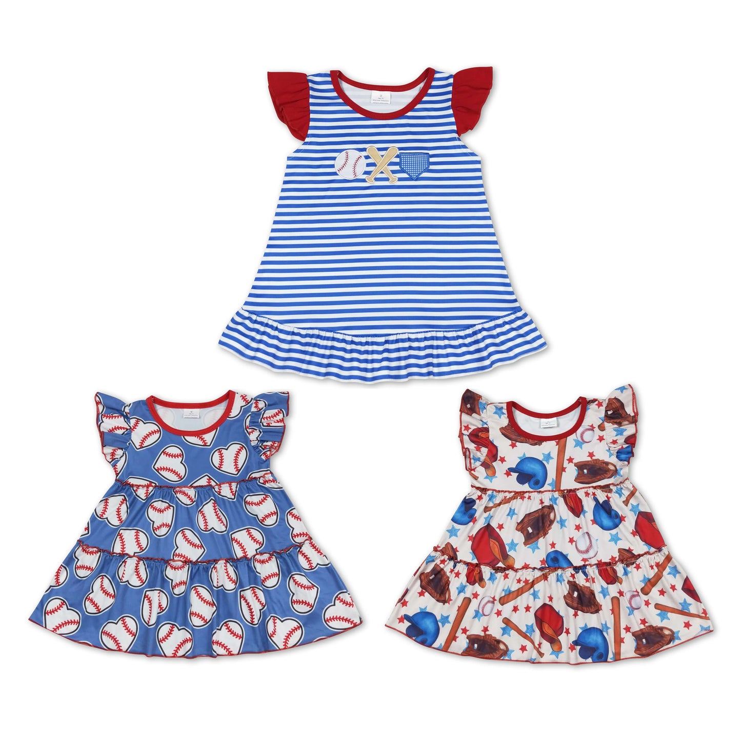 RTS NO MOQ baby girl clothes baseball short-sleeved tops