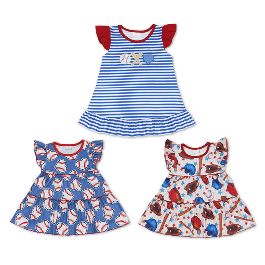 RTS NO MOQ baby girl clothes baseball short-sleeved tops