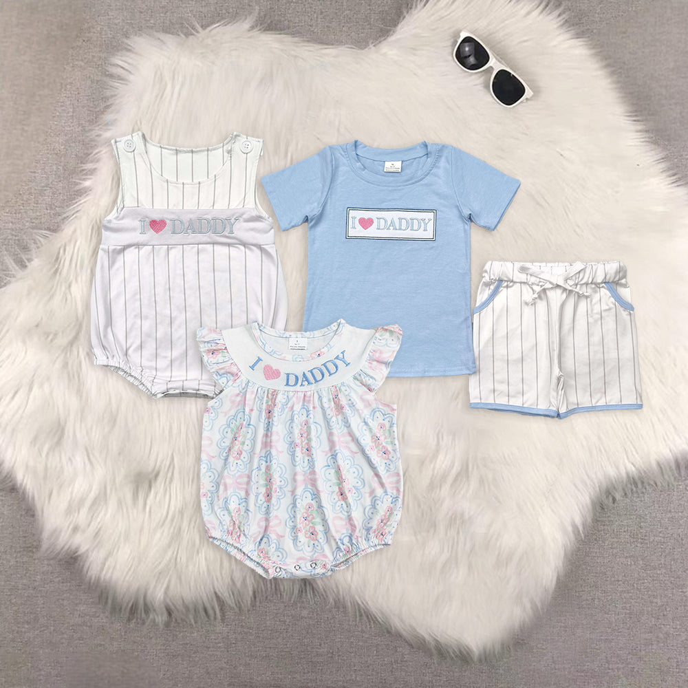 RTS NO MOQ Embroidery daddy short-sleeved shorts suit & short-sleeved sets and romper