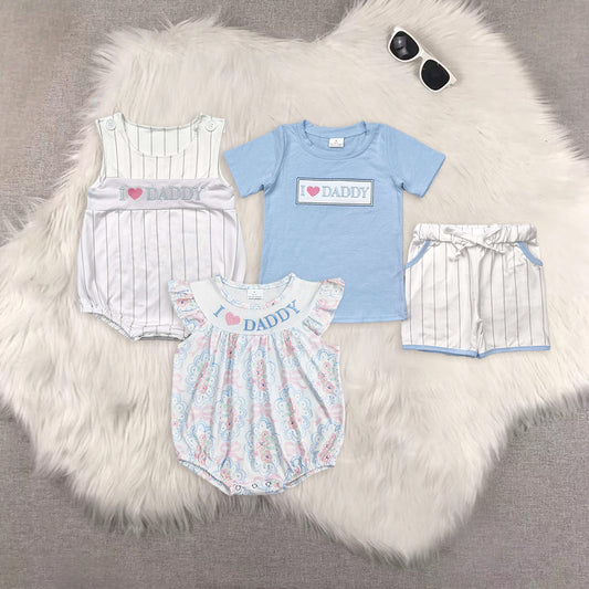 RTS NO MOQ Embroidery daddy short-sleeved shorts suit & short-sleeved sets and romper