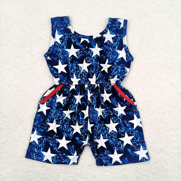RTS Baby girls clothes 4th of july suspender jumpsuit