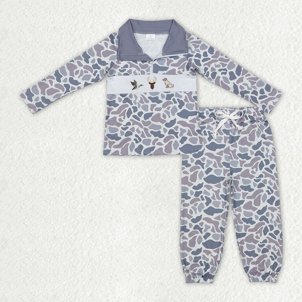 RTS NO MOQ Baby Boys Clothes Camouflage duck long-sleeved pants set