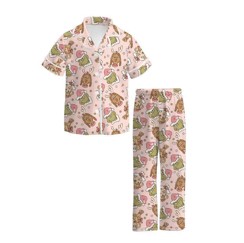 Custom moq 3 eta 7/8week moq 5 eta /4/5week baby girl clothes Christmas short Sleeve pants sets