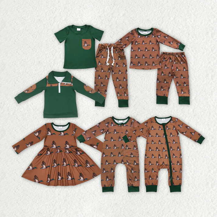 RTS NO MOQ Duck short-sleeved romper & dress top short-sleeved pants set