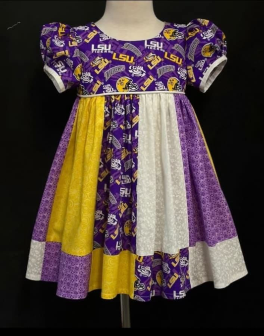 Custom moq 5 mix size milk silk baby girls clothes team Summer purple short-sleeved dress
