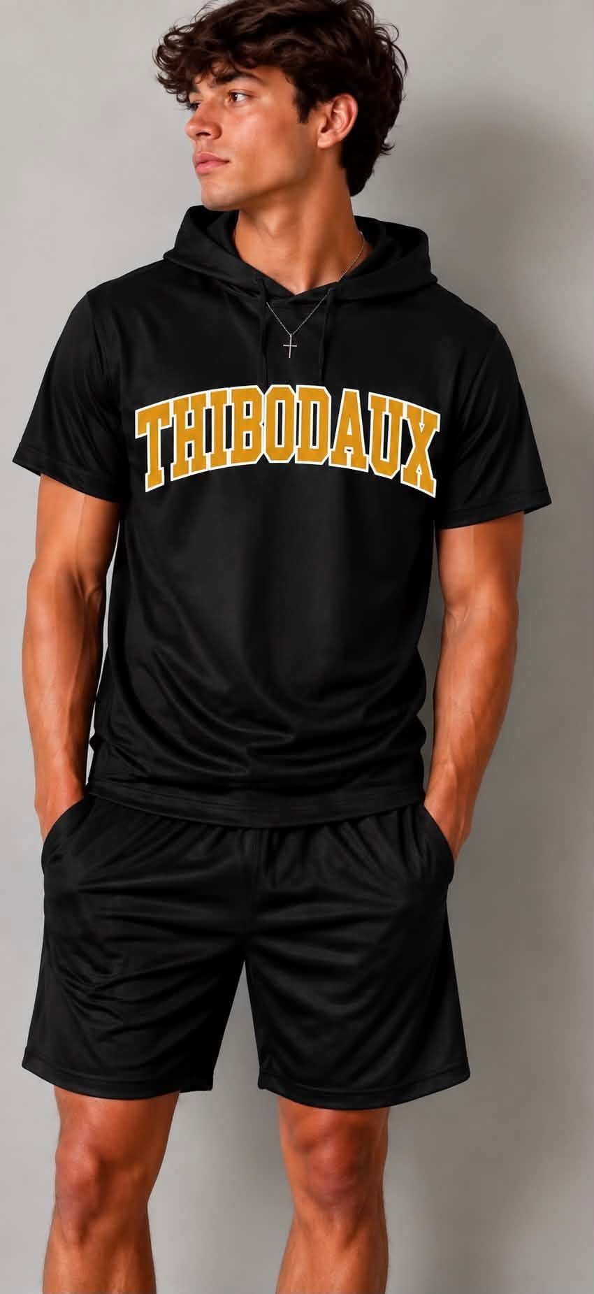 custom moq 5 mix size AAFTBX0102 Adult Team Letter Print Short Sleeve Hooded T Shirt Pullover Tops