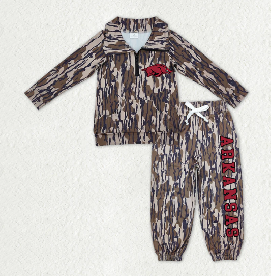 Custom moq 5 mix size milk silk summer teams baby boys clothes camouflage long sleeve pants sets-25.11.12