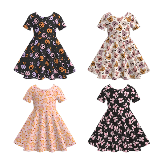 Custom moq 5 each style eta 6-7weeks milk silk baby girls summer short sleeves dresses