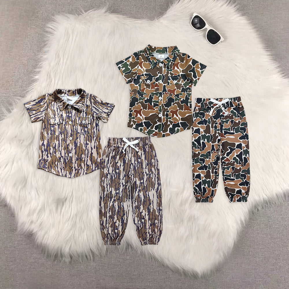 RTS NO MOQ baby boy clothes camouflage short sleeve pants Sets