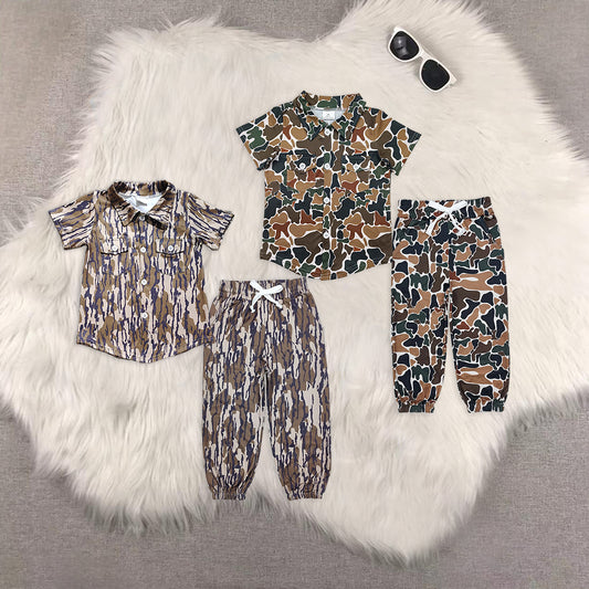 RTS NO MOQ baby boy clothes camouflage short sleeve pants Sets