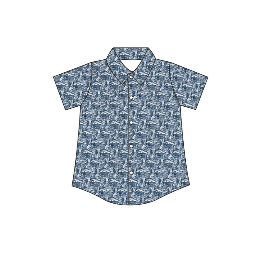 Custom moq 5 each style eta 6-7weeks baby boy clothes button short sleeve top-25.8.21