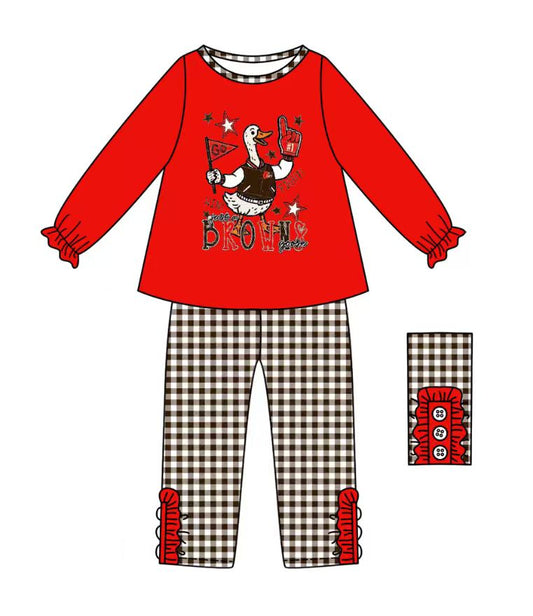 Custom moq 5 mix size milk silk summer teams baby girl clothes red long sleeve pants sets-25.9.11