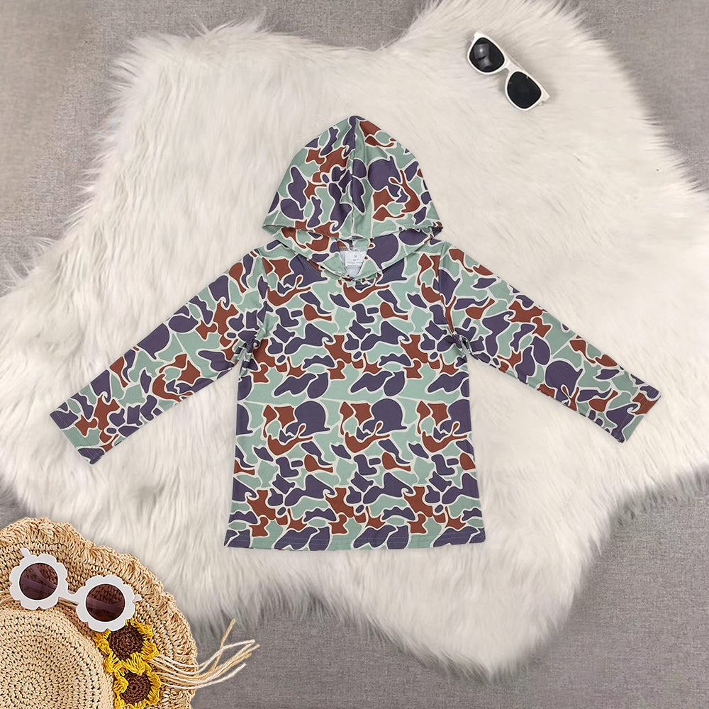 RTS NO MOQ baby girl clothes camouflage hooded long sleeved tops