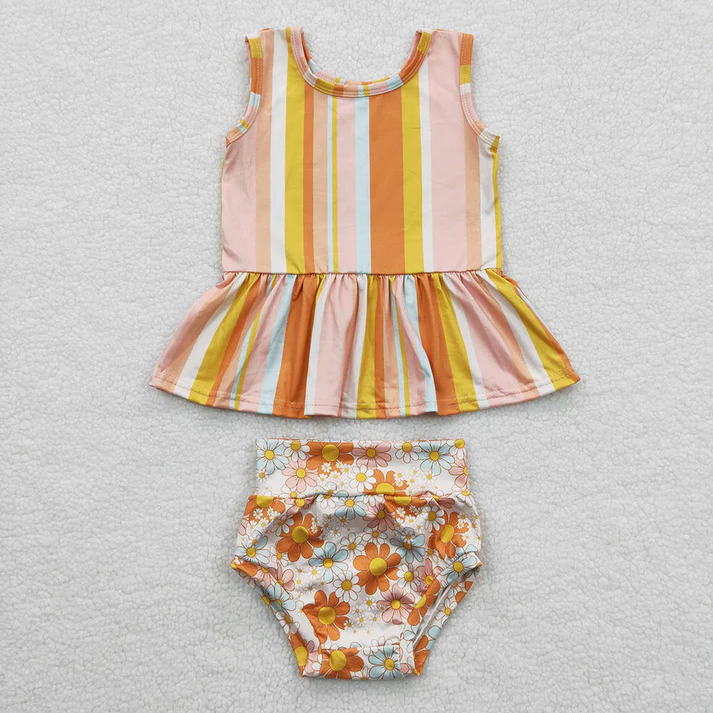 RTS NO MOQ baby girls clothes short sleeve briefs sets