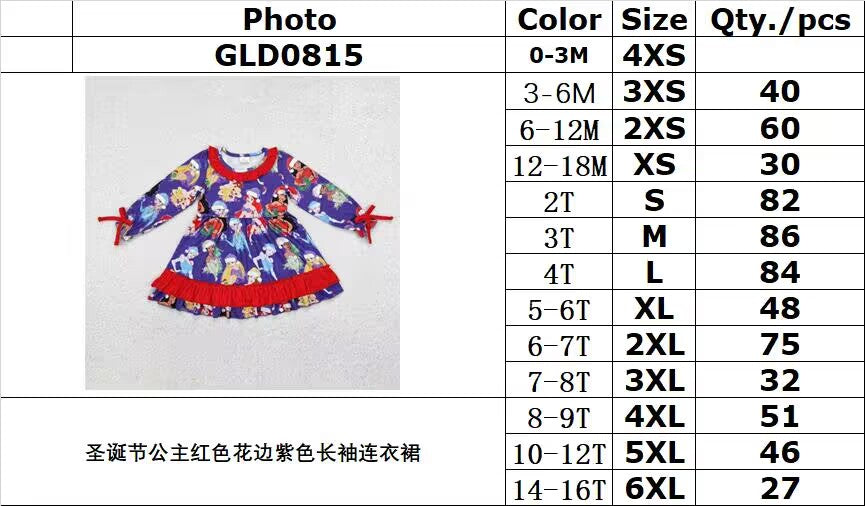 RTS NO MOQ ETA 5/7days arrived GLD0815 Christmas red purple long-sleeved dress