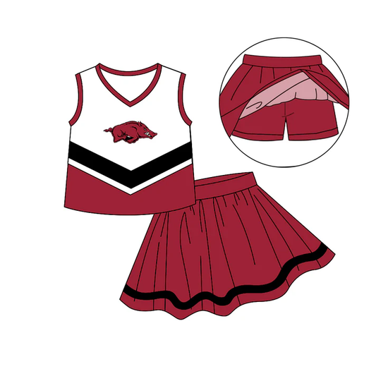 Custom moq 5 each style eta 6-7weeks baby girl clothes team red sleeveless skirts sets-25.8.6