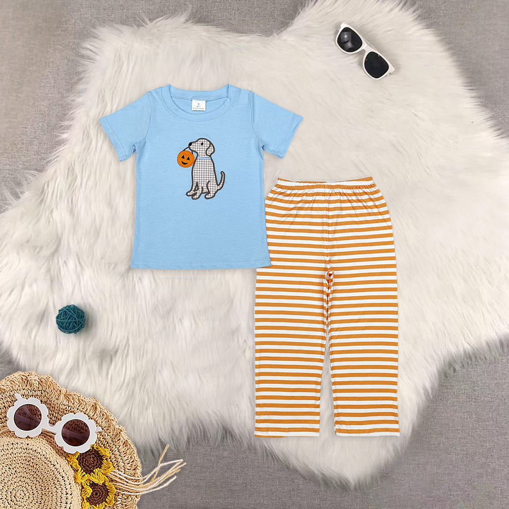 RTS NO MOQ baby boy clothes Embroidery short sleeve pants Sets