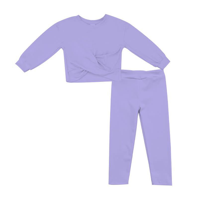 Custom moq 5 each style eta 6-7weeks baby girl clothes solid color long sleeve pants sets 1 and sets 4-25.9.16