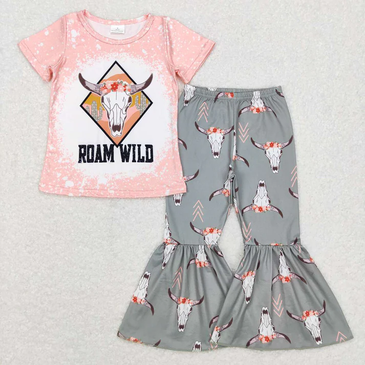 RTS NO MOQ Girls short sleeve pants Sets