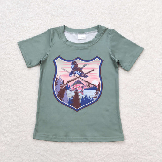 BT0465 Shotgun Duck Green Short Sleeve Top