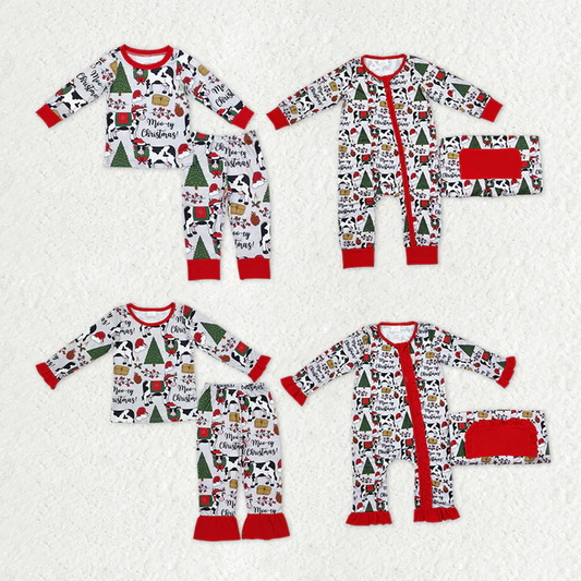 RTS NO MOQ Sibling Baby girls clothes Christmas long-sleeved trousers suit & rompers
