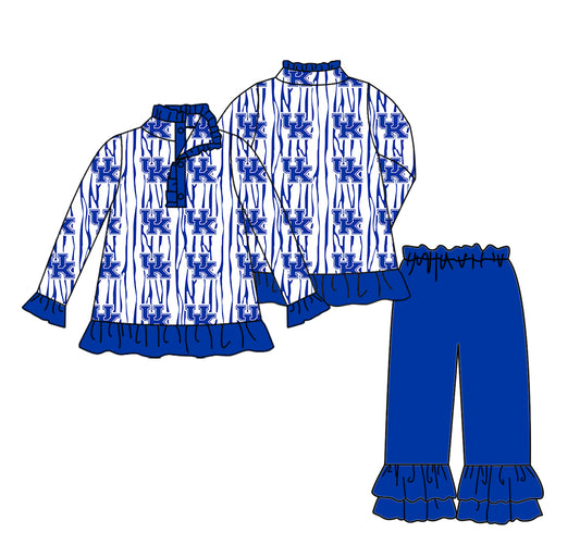 Custom moq 5 mix size milk silk summer teams baby girl boys clothes blue long sleeve pants sets 2-25.10.30