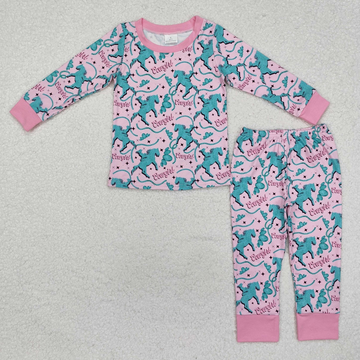 RTS NO MOQ ETA 5/7days Arrived GLP1911 cowgirl riding gem pink long sleeve pants pajama set