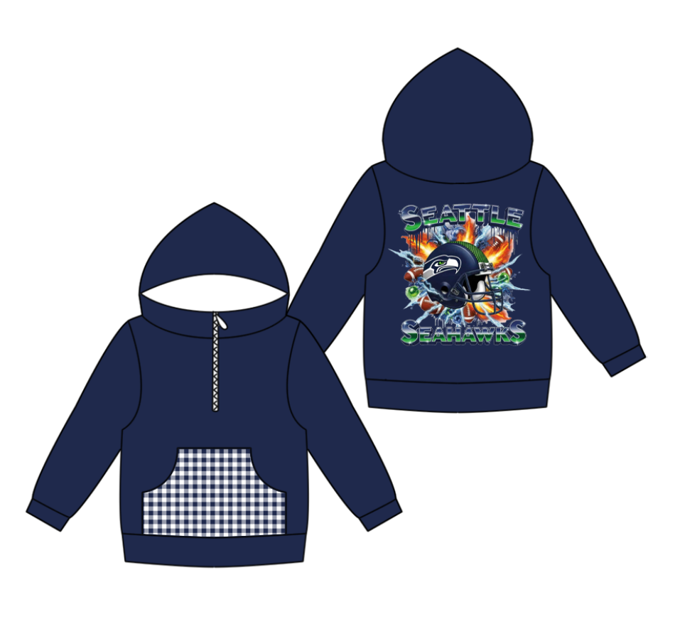 Custom moq 8 mix size milk silk summer team baby boy clothes blue hooded long sleeve top-25.9.30