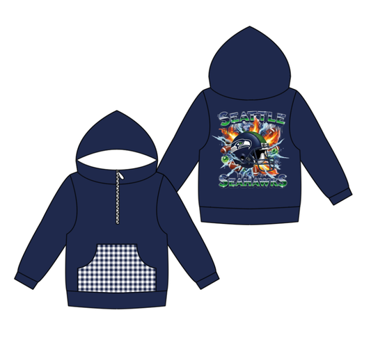 Custom moq 8 mix size milk silk summer team baby boy clothes blue hooded long sleeve top-25.9.30