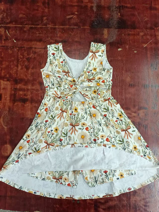 Custom moq 3 eta 6-7weeks baby girl clothes floral sleeveless dress