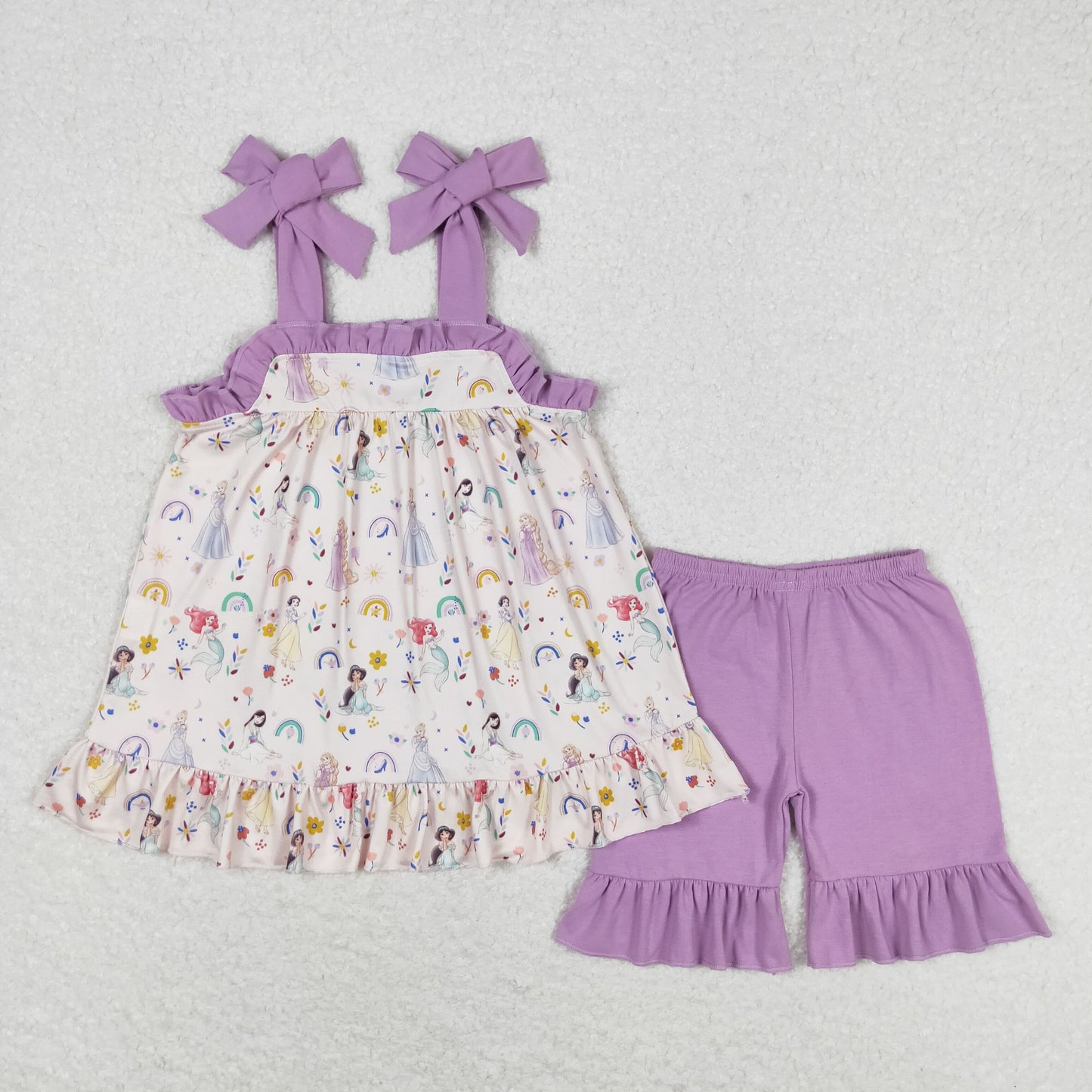 Cute Clothes  GSSO1044 Baby Girls  Straps Tunic Top Ruffle Shorts Clothes Sets