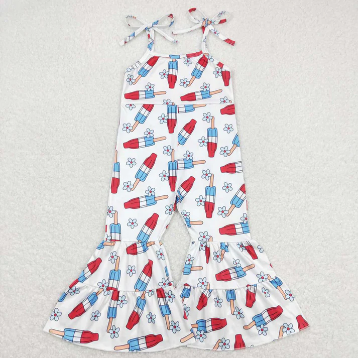 RTS Baby girls clothes 4th of july suspender jumpsuit