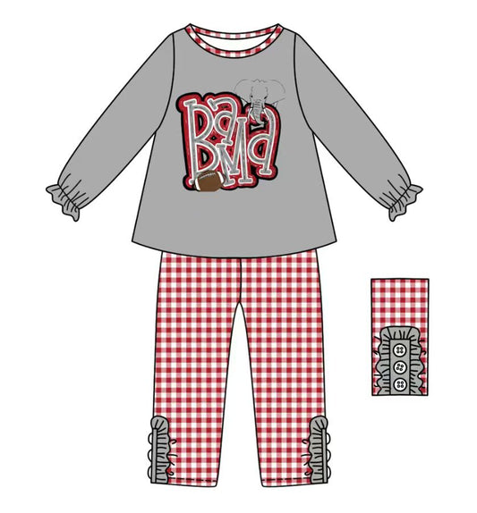 Custom moq 5 mix size milk silk summer teams baby girl clothes gray long sleeve pants sets-25.9.11