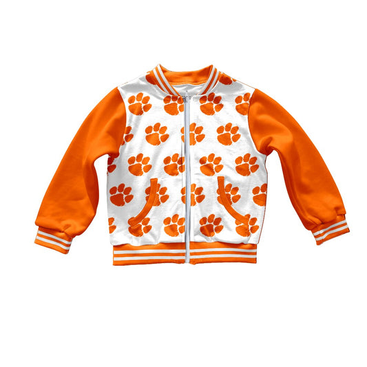custom moq 5 tat about 4-6 weeks Boys orange and white Zipper Cotton Milk Silk Jacket Pullover