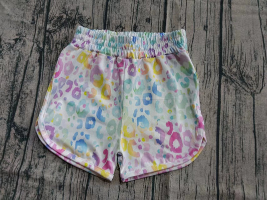 Custom moq 3 eta 6-7weeks baby girls clothes colorful leopard Summer Shorts-25.5.29